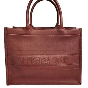 🌸 Christian Dior Medium Leather Book Tote – Dark Mauve | Entrupy COA 🌸